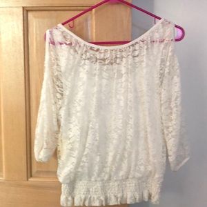 White Lace cold shoulder shirt